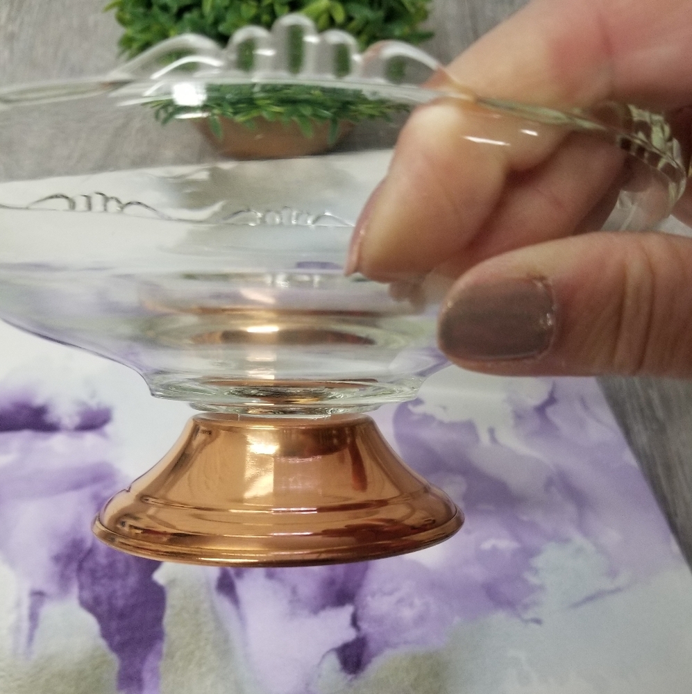 Princess House Copper Footed Glass Bowl - Picture 5 of 8